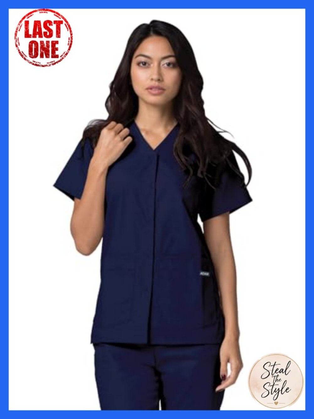 Snap Front Scrub Top V-Neck Short Sleeve Classic Fit Medical Workwear